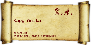 Kapy Anita névjegykártya